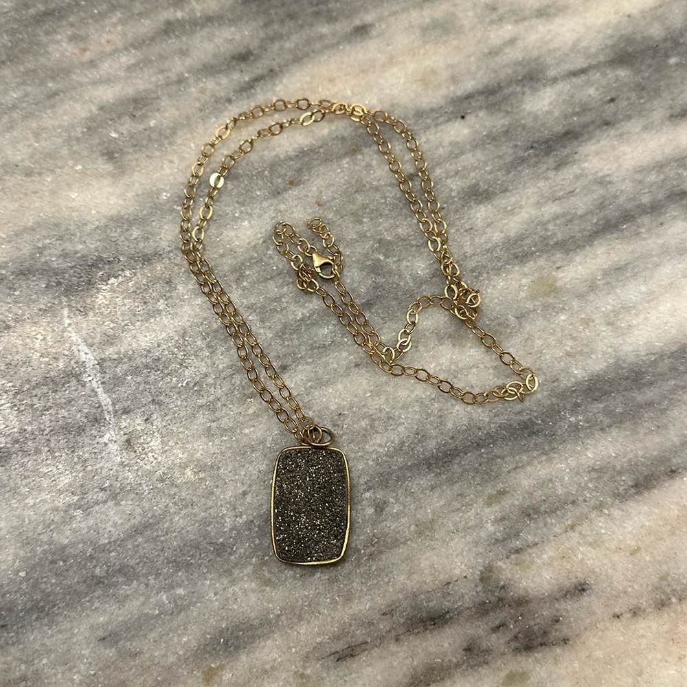 Druzy stone pendant with gold plated chain